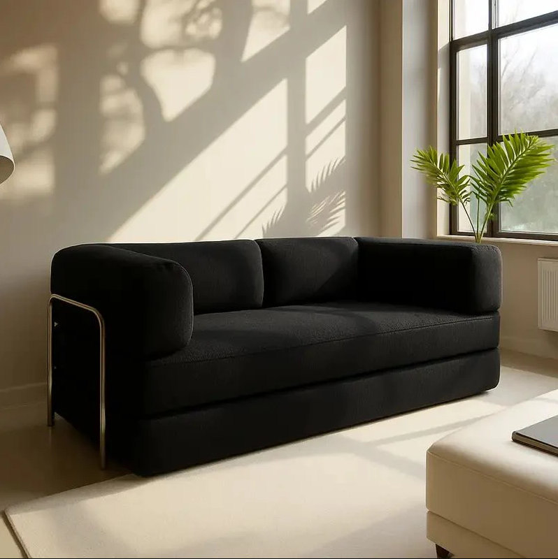 Sofá Cama Bloom Bouclé Linho - Expansão Automática