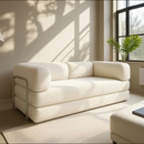 Sofá Cama Bloom Bouclé Linho - Expansão Automática