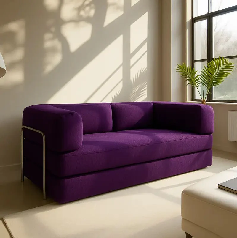 Sofá Cama Bloom Bouclé Linho - Expansão Automática