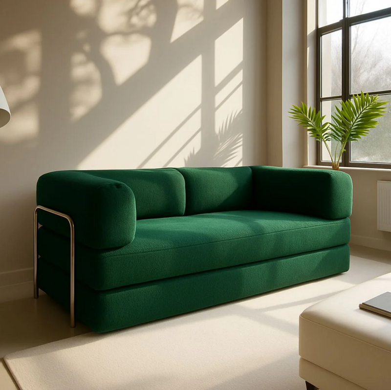 Sofá Cama Bloom Bouclé Linho - Expansão Automática